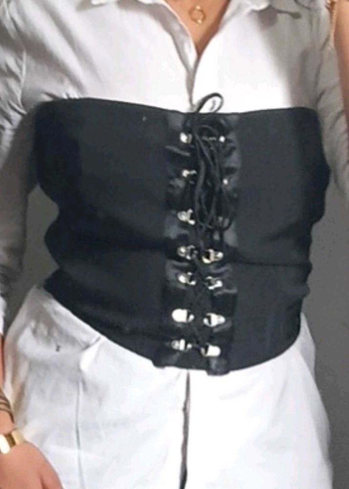 Black corset with lace detail