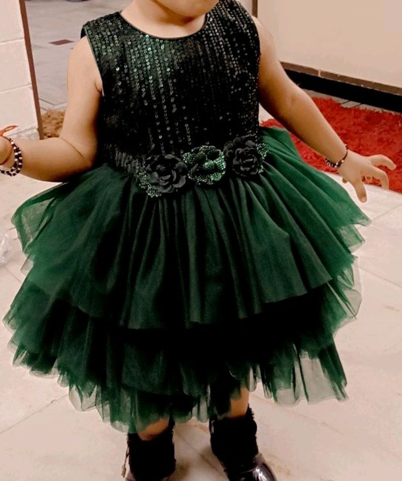 Emerald Green Sequin Tulle Dress