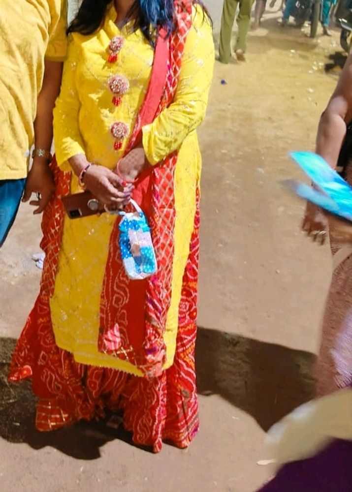 Yellow &amp; Red Salwar Kameez