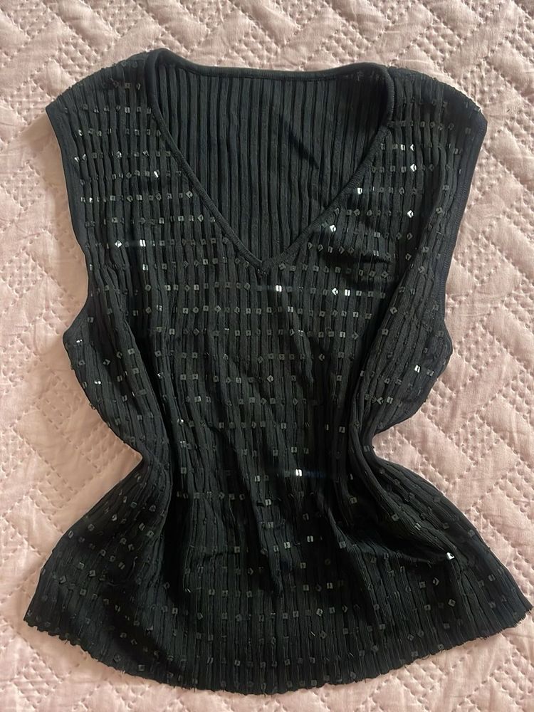 Y2K sparkly diva top (black)⭐️♣️