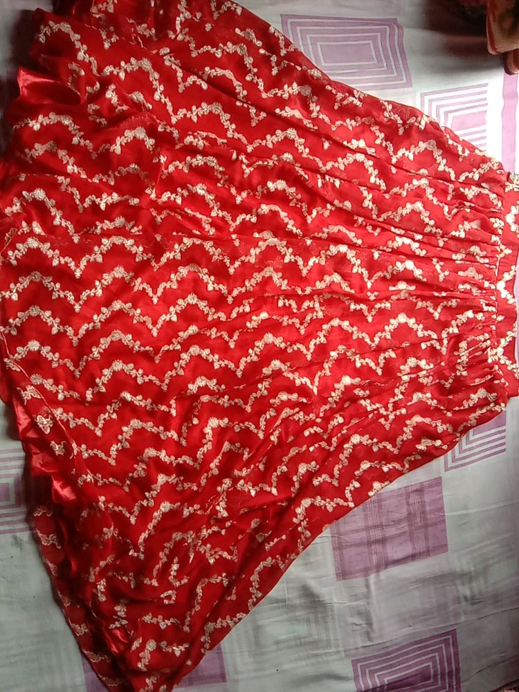 Red &amp; Gold Ethnic Skirt