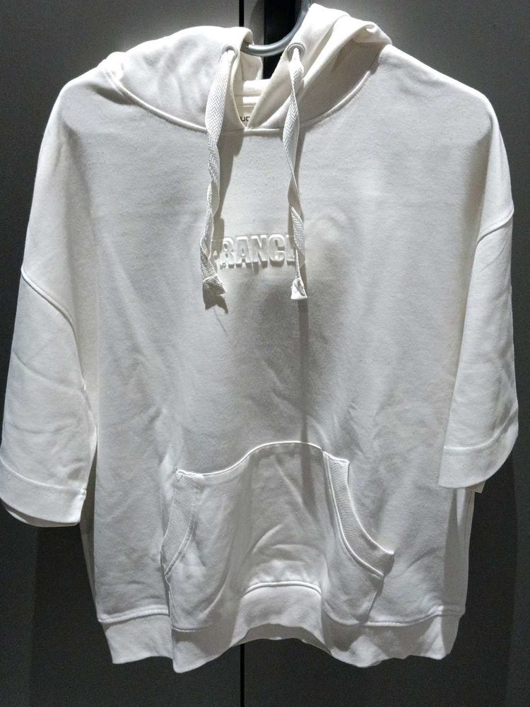 White Short Sleeve Hoodie