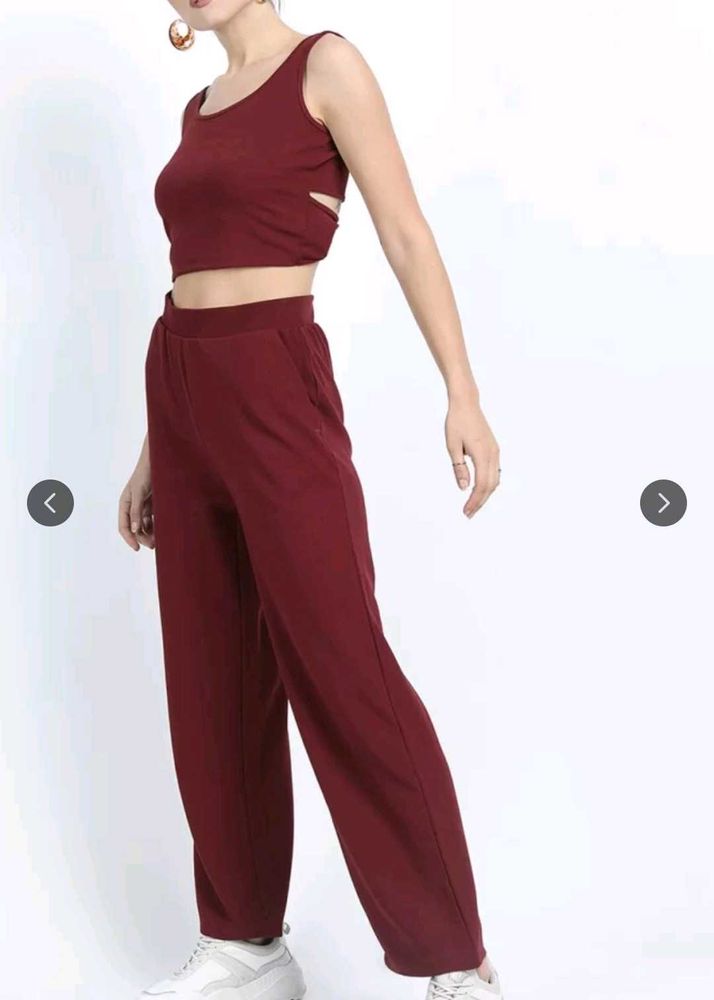 Tokyo Talkies Burgundy Crop Co-ords