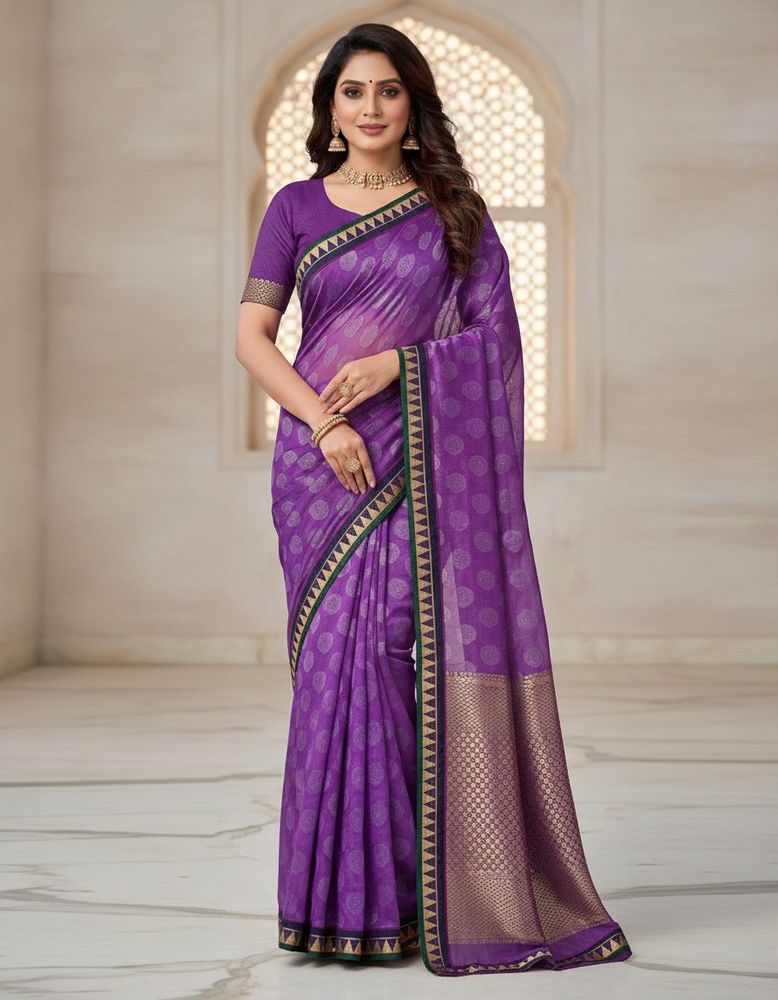 Beautiful banarsi style Purple Saree