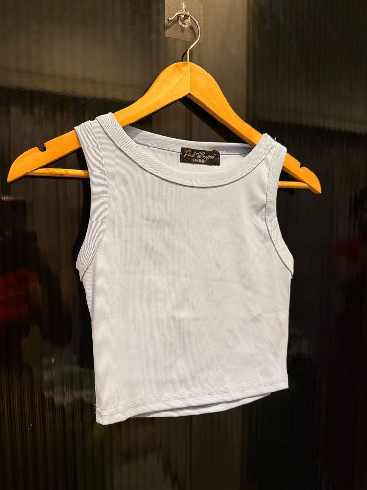 Light Blue Cropped Tank Top