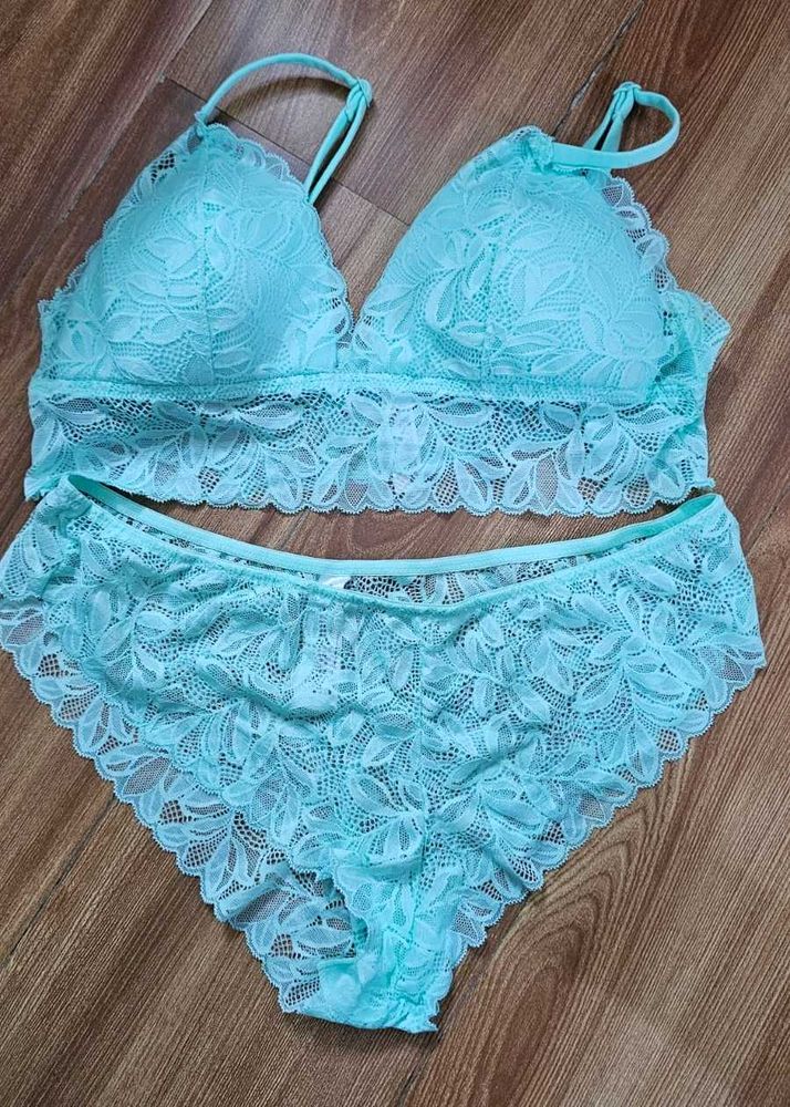 Teal Lace Bralette &amp; Panty Set