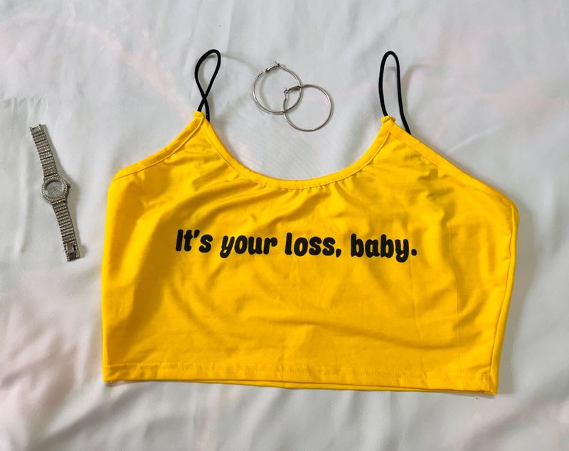 Yellow Graphic Print Crop Top
