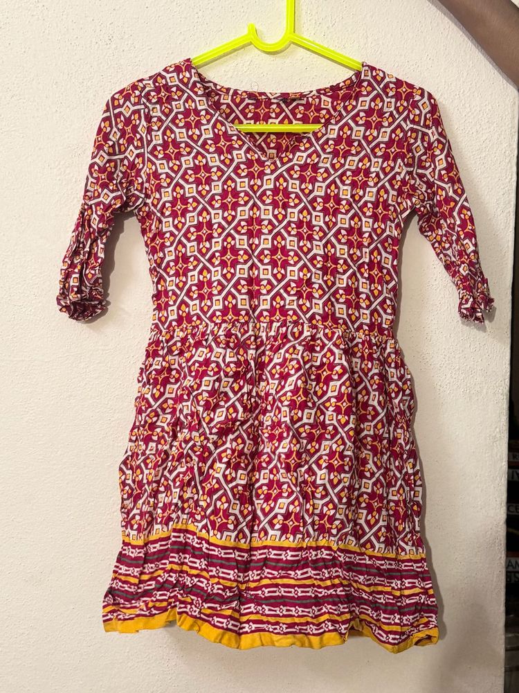 Boho Print 3/4 Sleeve Kurta