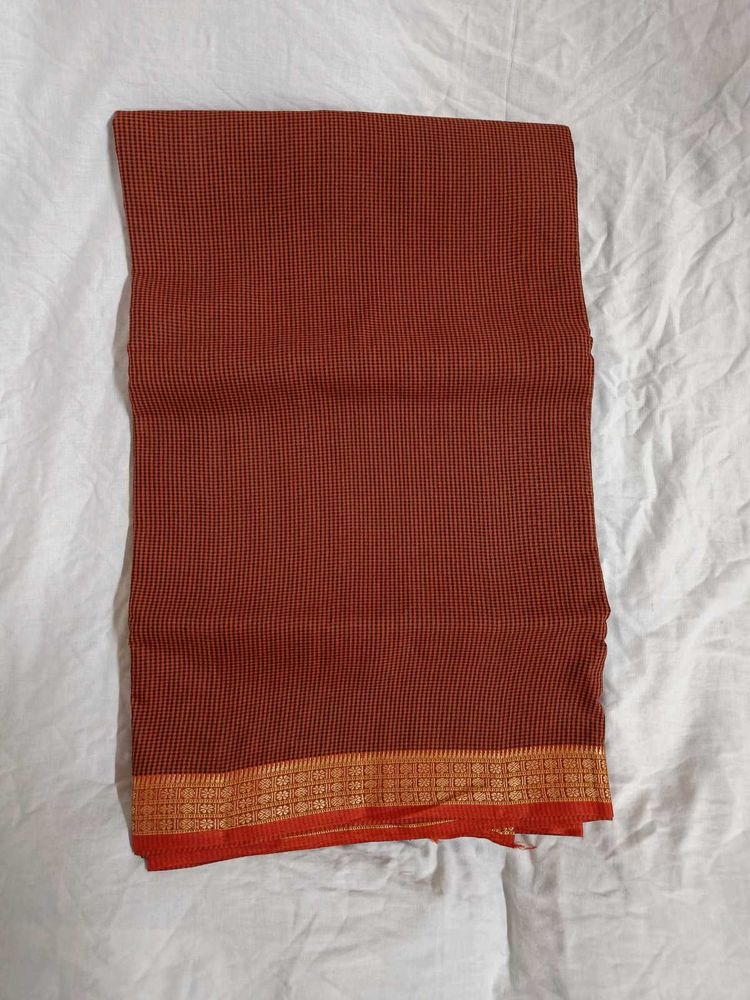 Brick Red Pune Cotton Saree