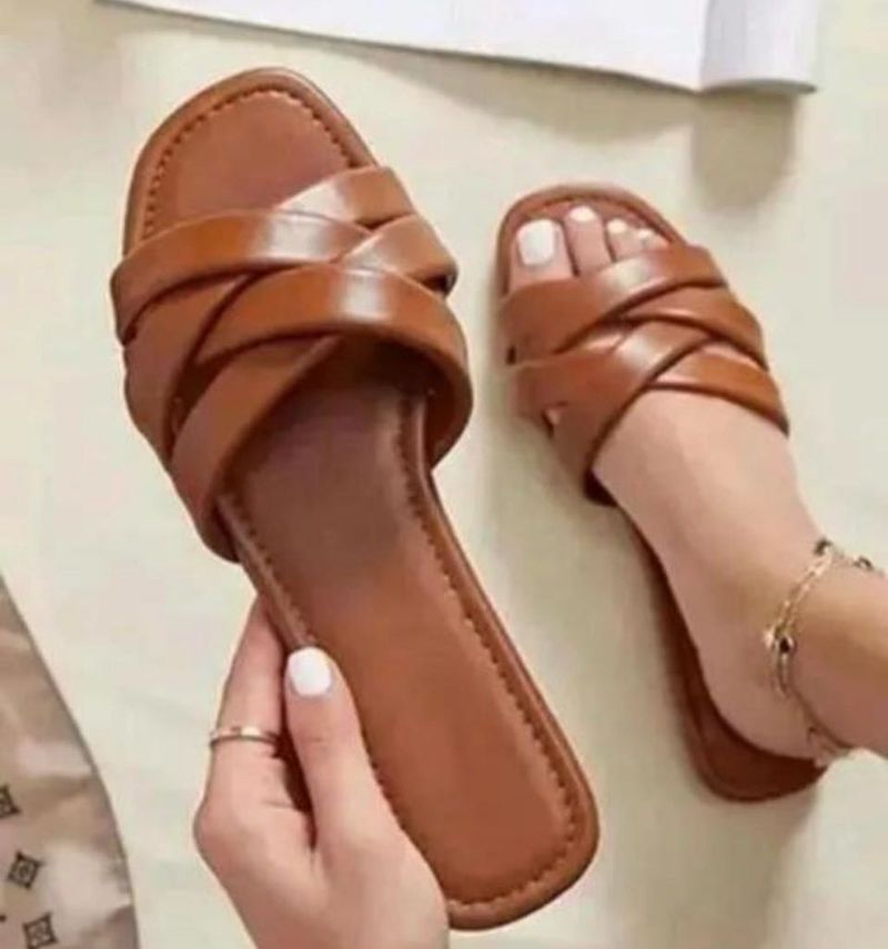 Stylish Brown Braided Flat Sandals