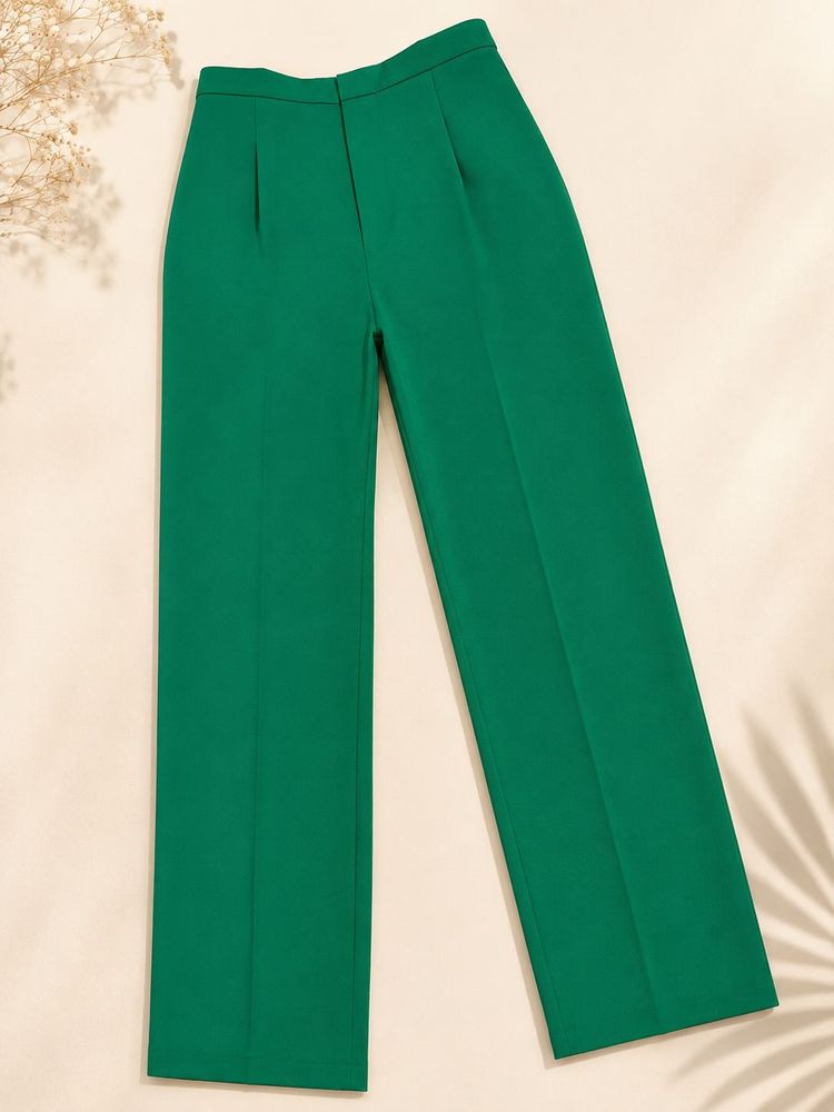 Chic Green High-Waisted Trousers