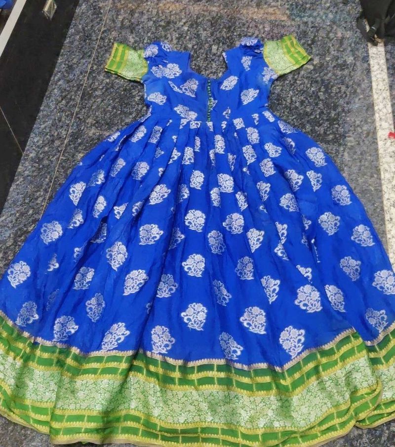Royal Blue Printed Anarkali Gown
