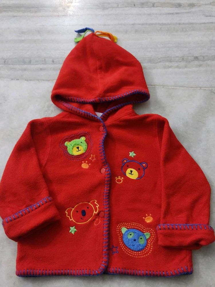Cute Red Bear Embroidered Jacket
