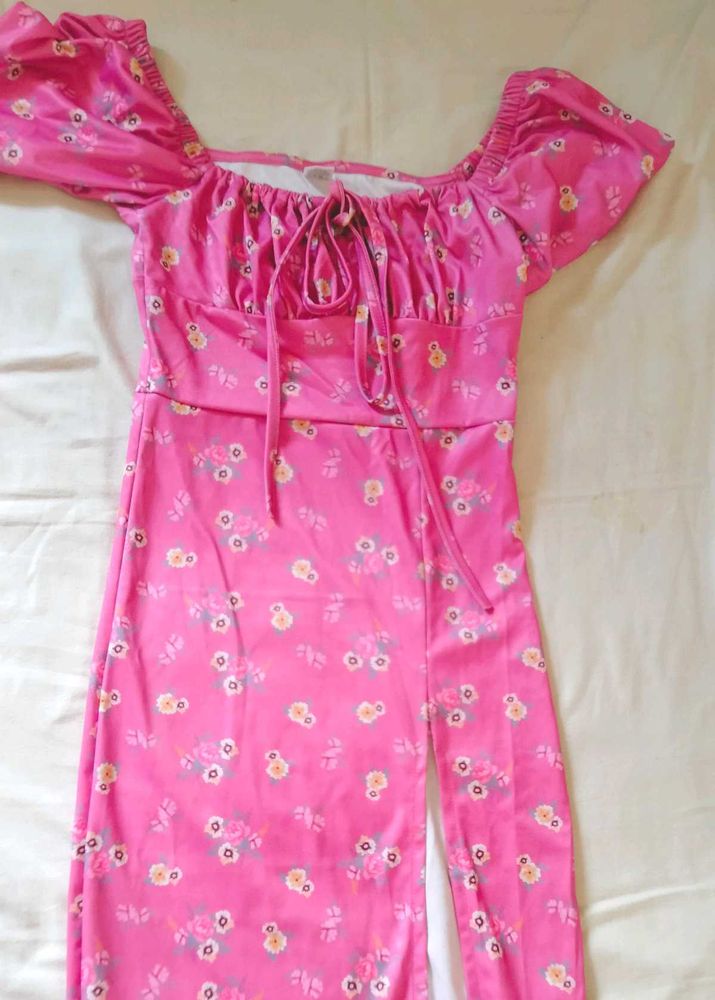 Vibrant Pink Floral Maxi Dress