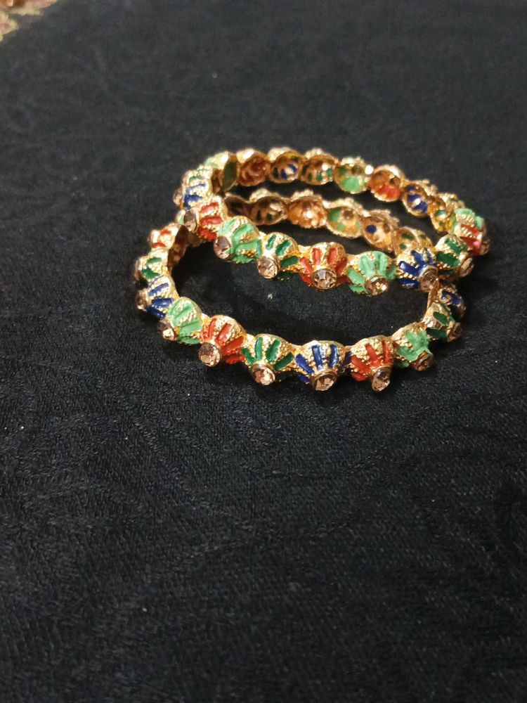 Colorful Enamel Bangles - Set of Two