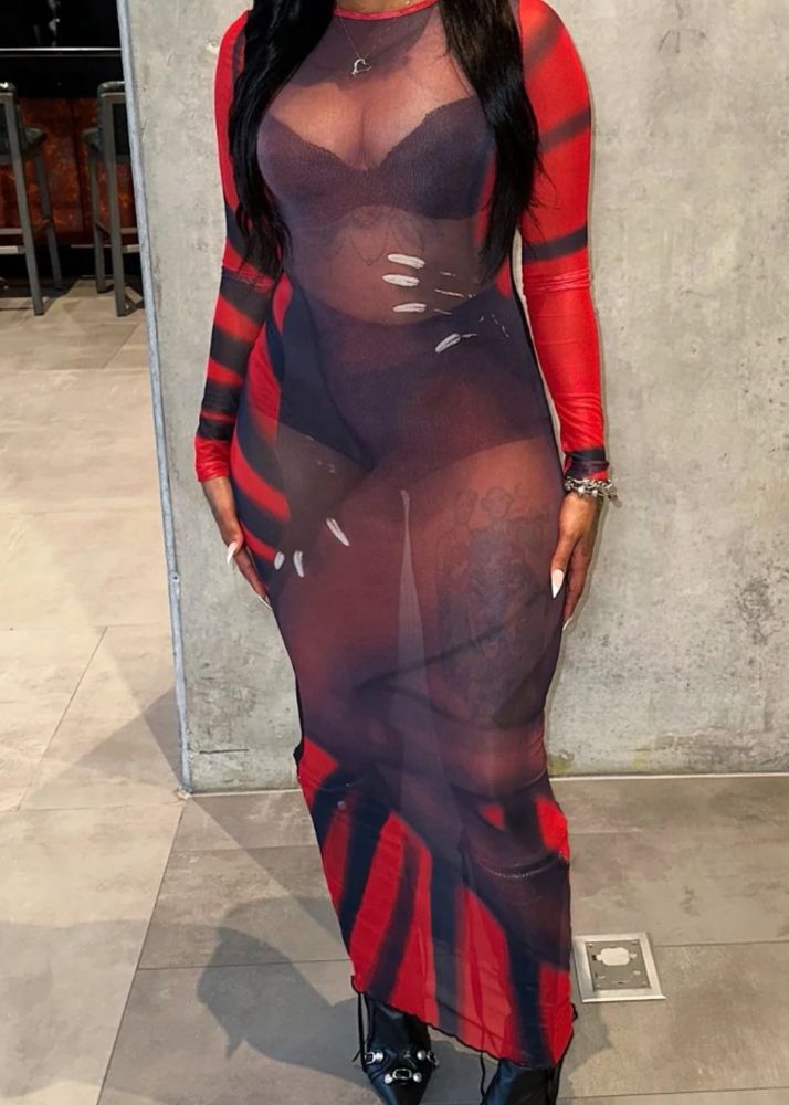 Newme Sheer Mesh Maxi Dress - XS