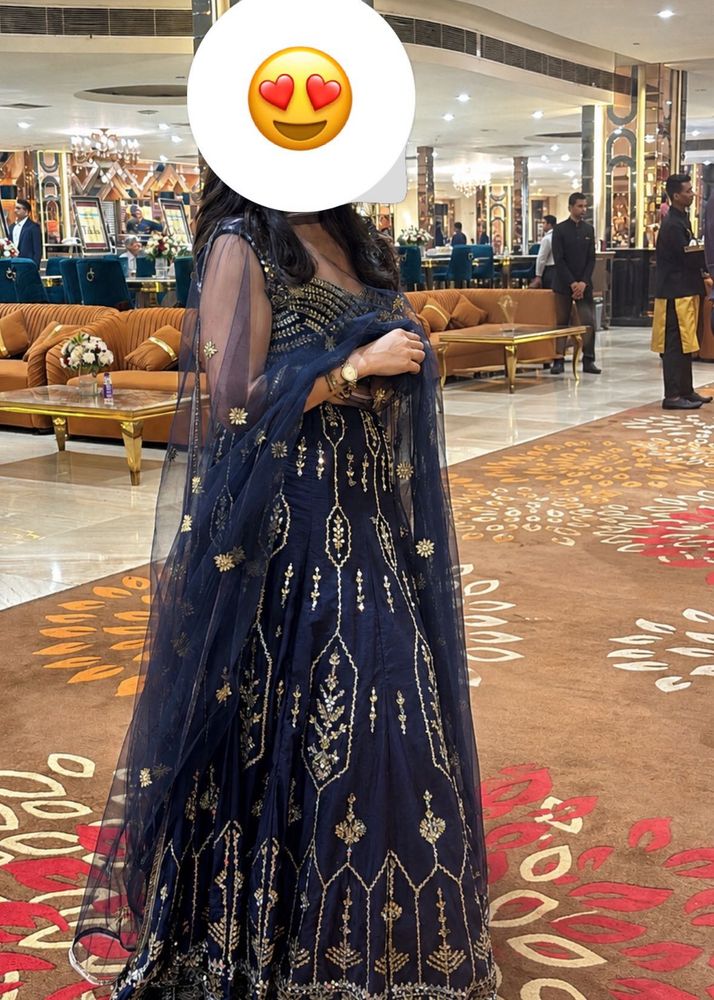 Elegant Navy Blue Embroidered Lehenga Choli