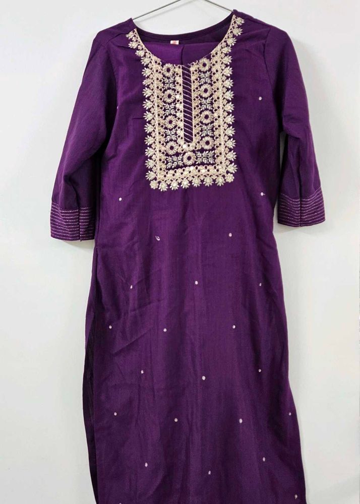 Embroidered Purple Kurta