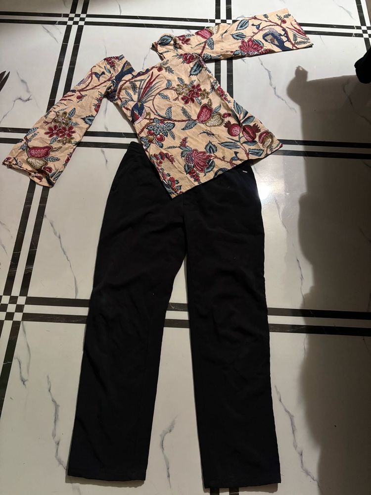 Floral Print Top &amp; Pants Set