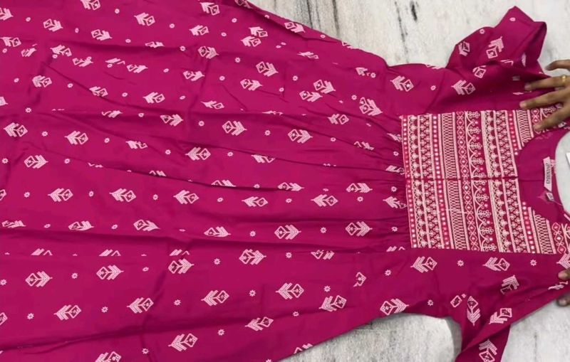 Pink Kurta with White Print