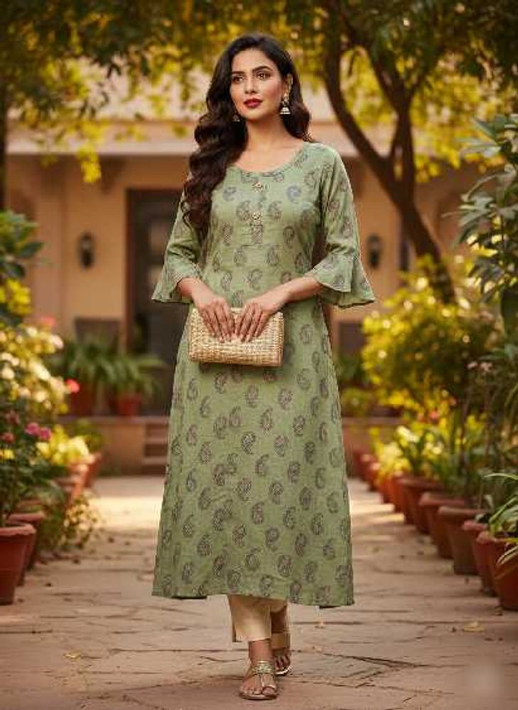 Elegant Green Printed Kurta