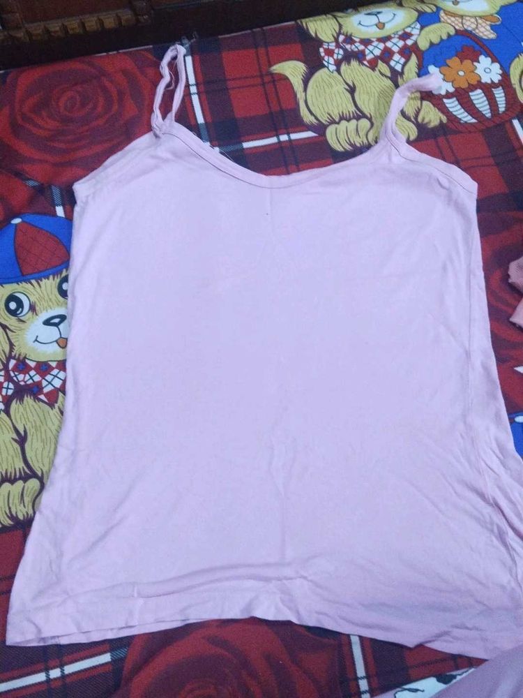 Baby Pink Hosiery Cotton Spaghetti Camisol