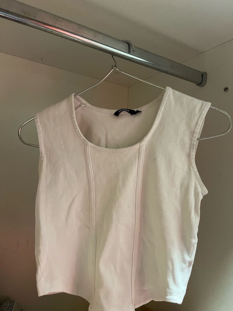 Sleeveless White Crop Top