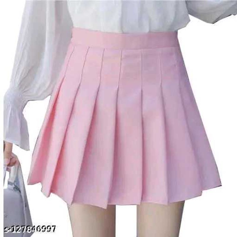 Cute Pink Pleated Mini Skirt