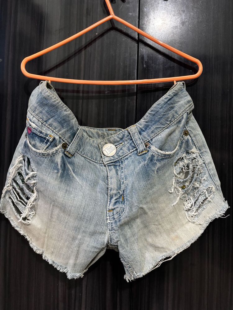 Distressed Denim Shorts