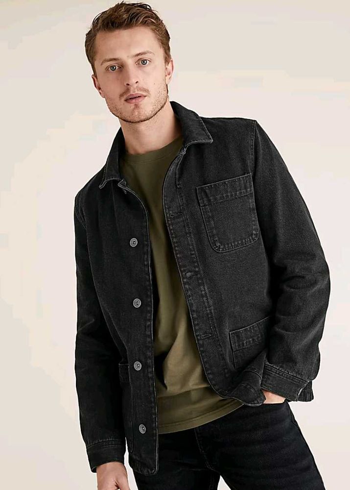 Mark &amp; Spencer Black Denim Coat Jacket