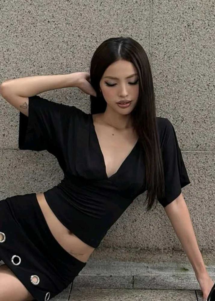 Black Cowl-Back Tie-Up Top