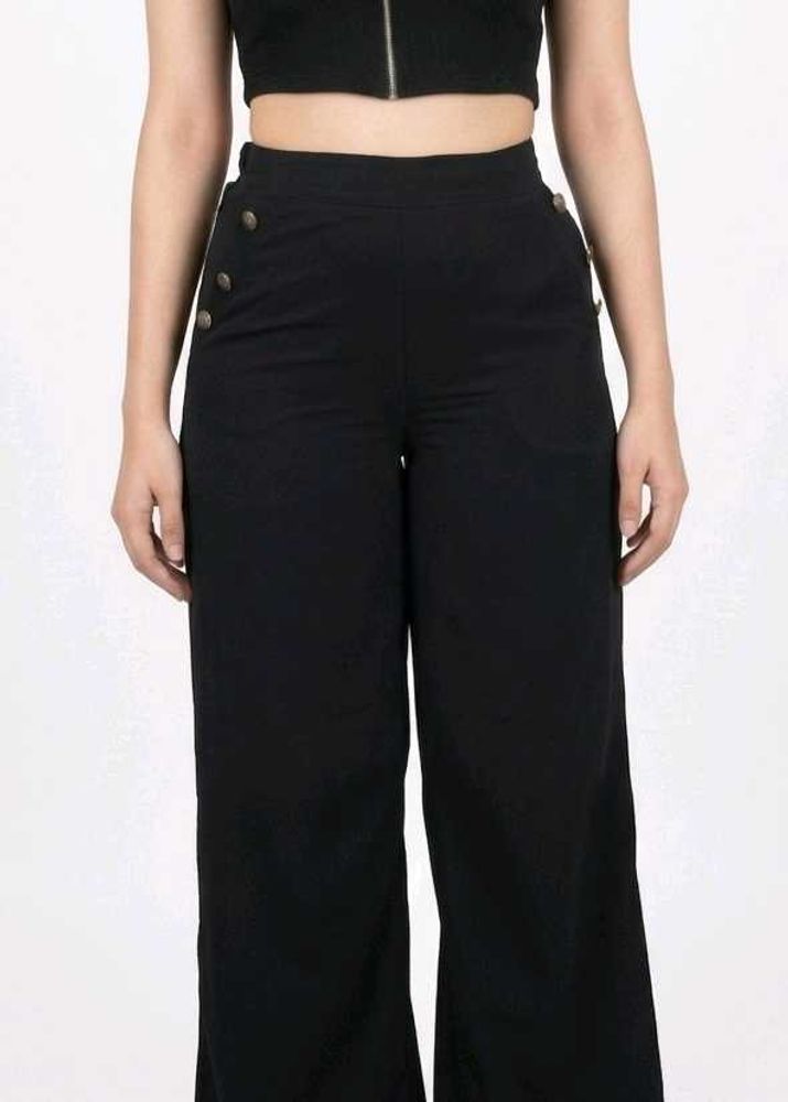 Chic Black Wide-Leg Sailor Pants