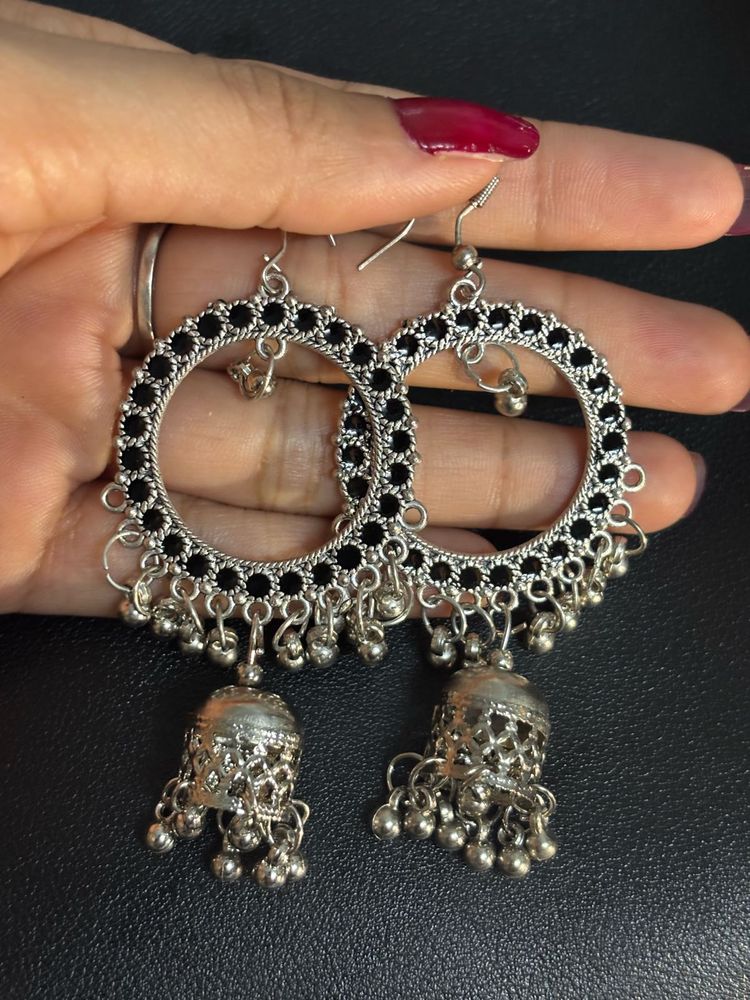 New Earing &amp; Studs Silver Tone Jhumka Earrings