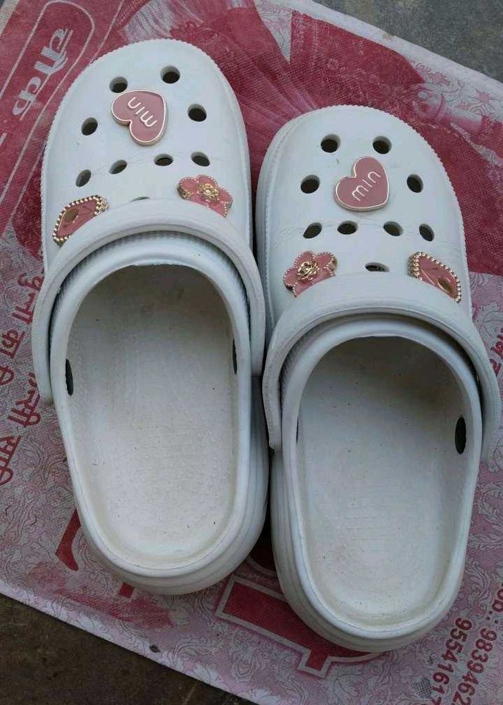 Cute White Clogs with Charms