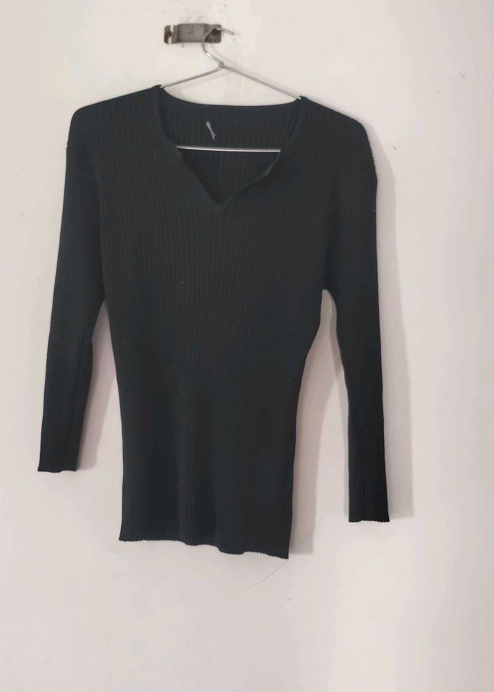 Black Long Sleeve Knit Top for 7 to 8 years girl