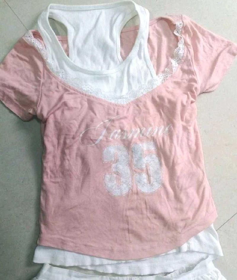 Malaysia Cute Pink Layered T-Shirt