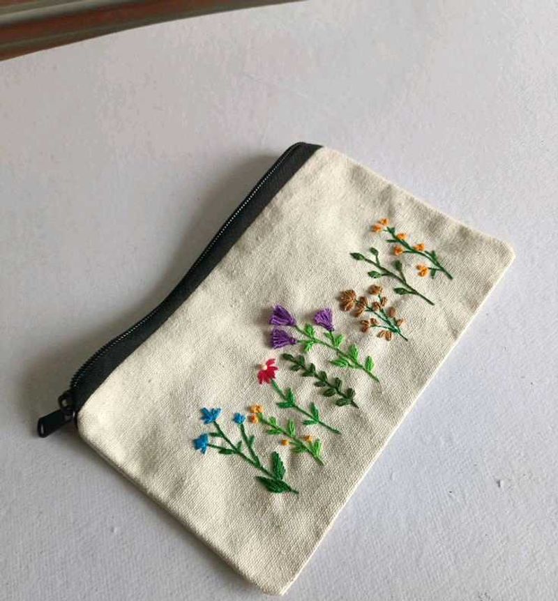Floral Embroidered Pouch