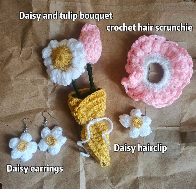 Hair Accessories | Handmade Crochet Flower Accessories Set | Freeup