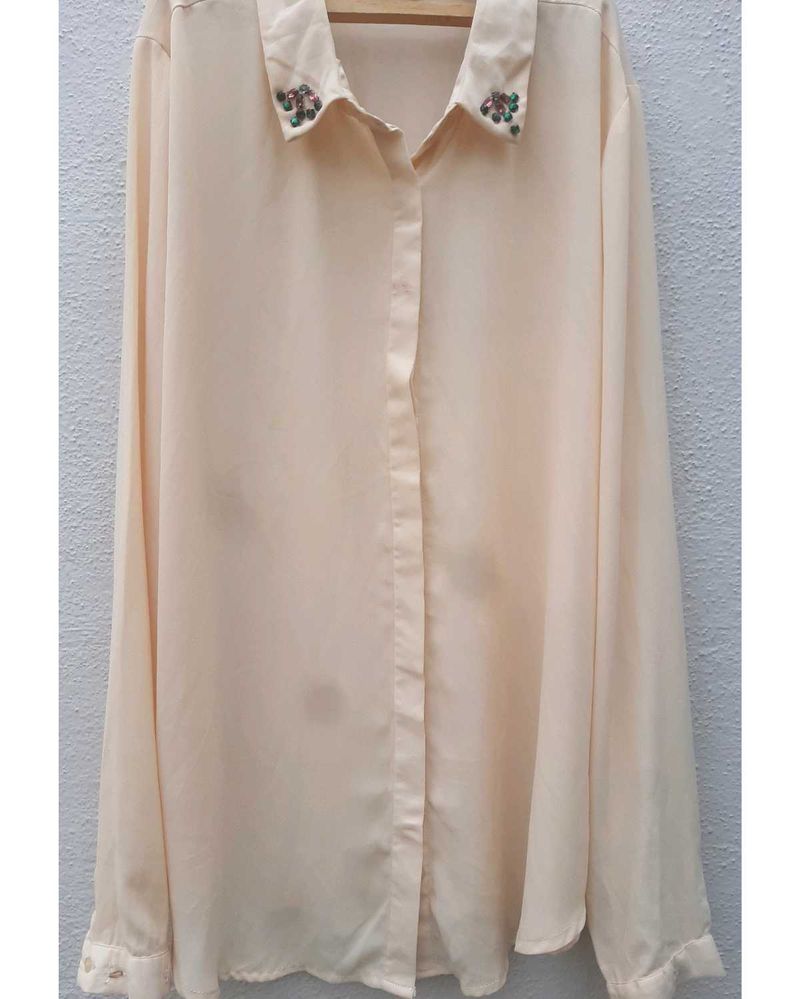 Beige/Nude Sheer Blouse-shirt