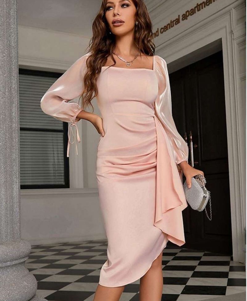 Elegant Pink Midi Dress