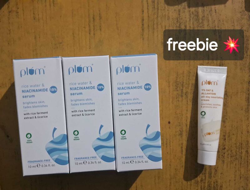 Plum Rice Water And Niacinamide Serum &amp; Free Cream