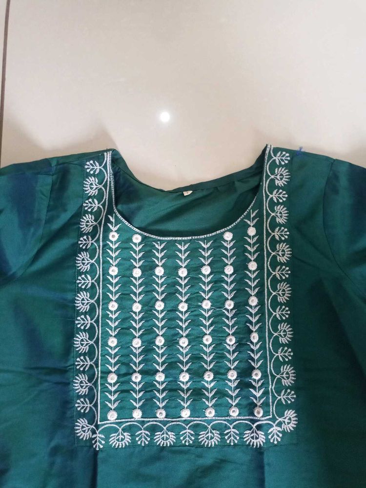 Elegant Embroidered Teal Kurta
