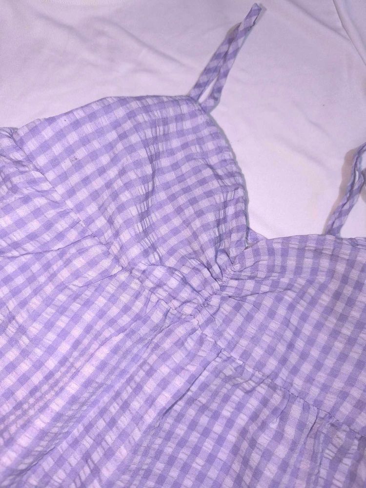 Cute Purple Gingham Cami Top