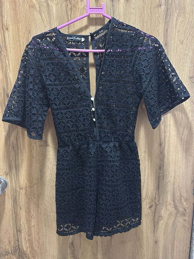 Elegant Black Lace Romper