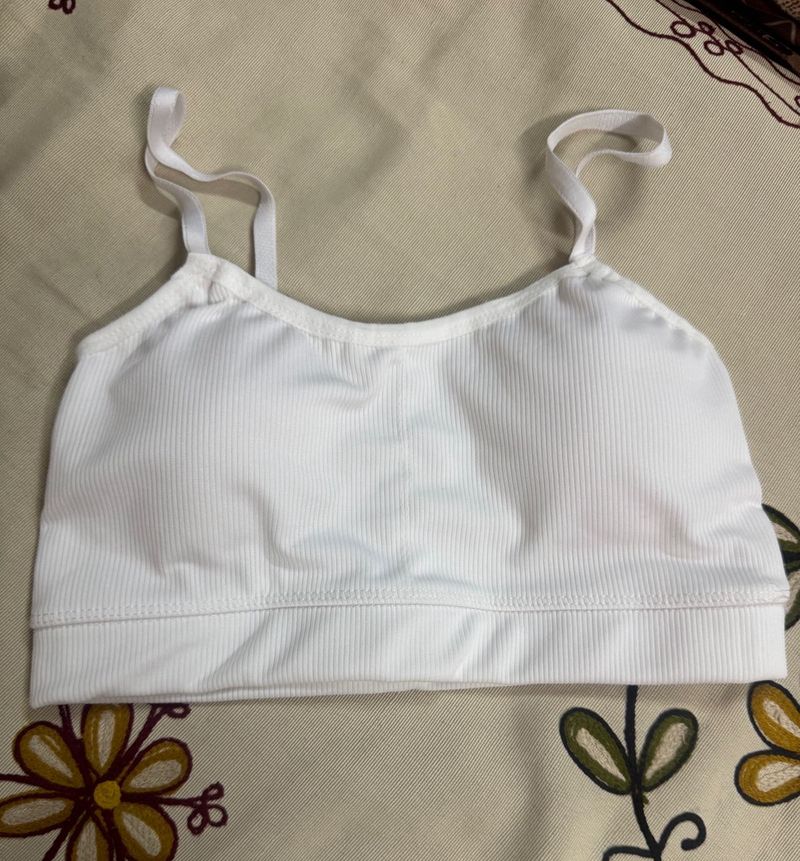 White Ribbed Sports Bra