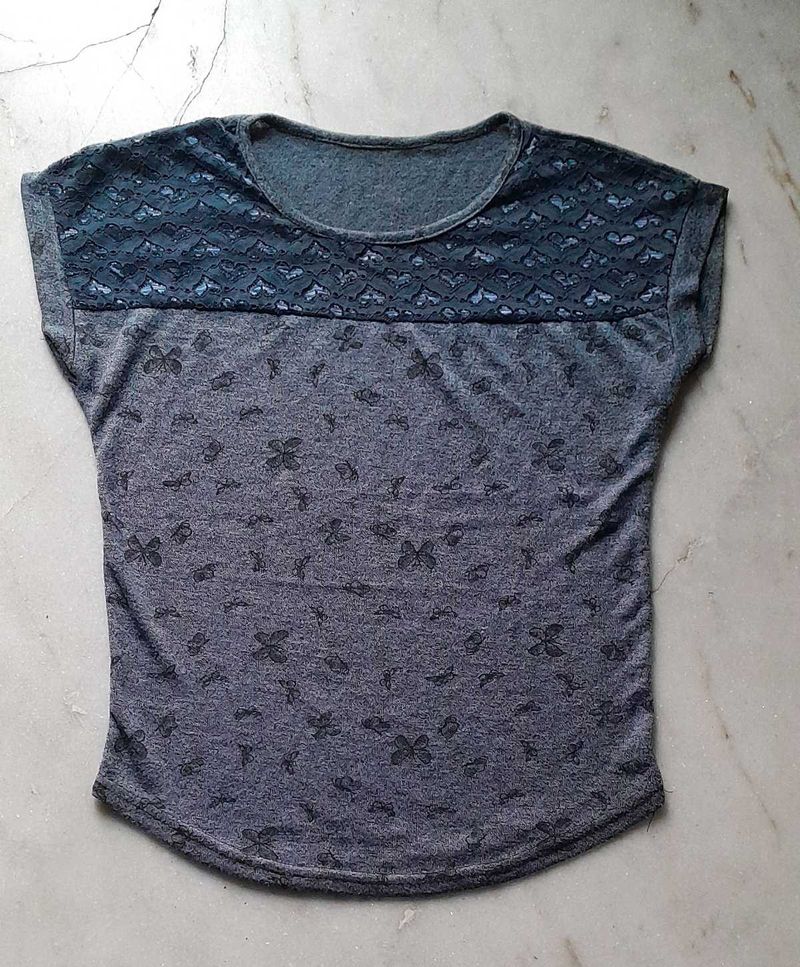 Blue Floral Print T-Shirt