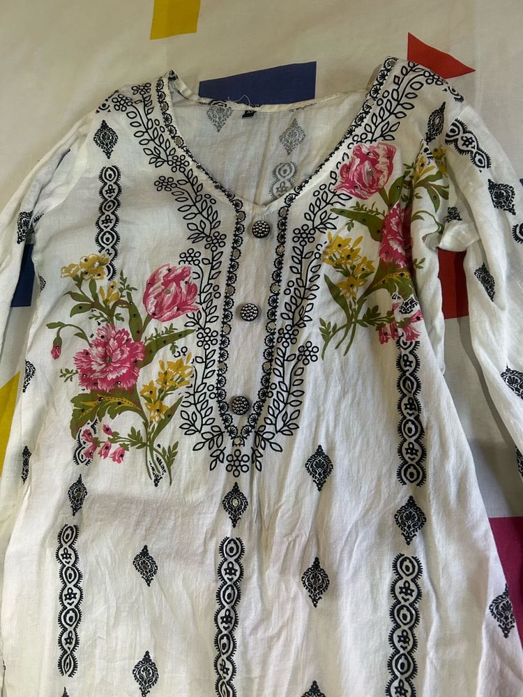 White Floral suit