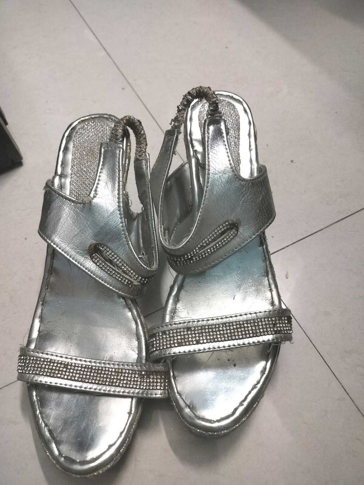 Silver Rhinestone Heels - Size 7