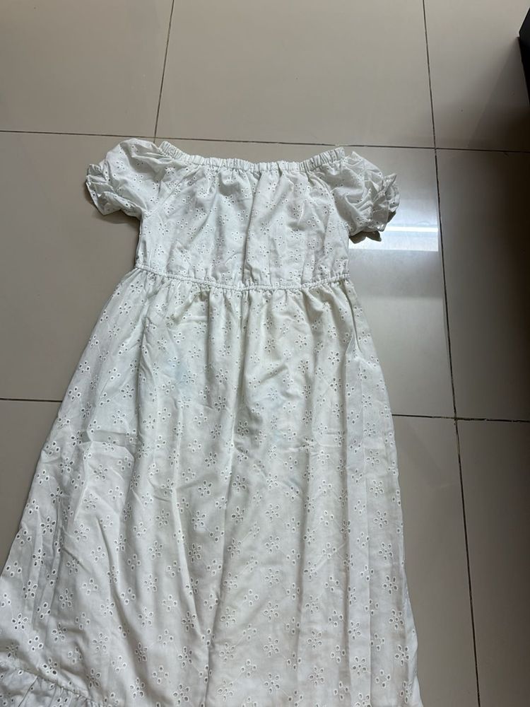 White Eyelet Off-the-Shoulder Dress