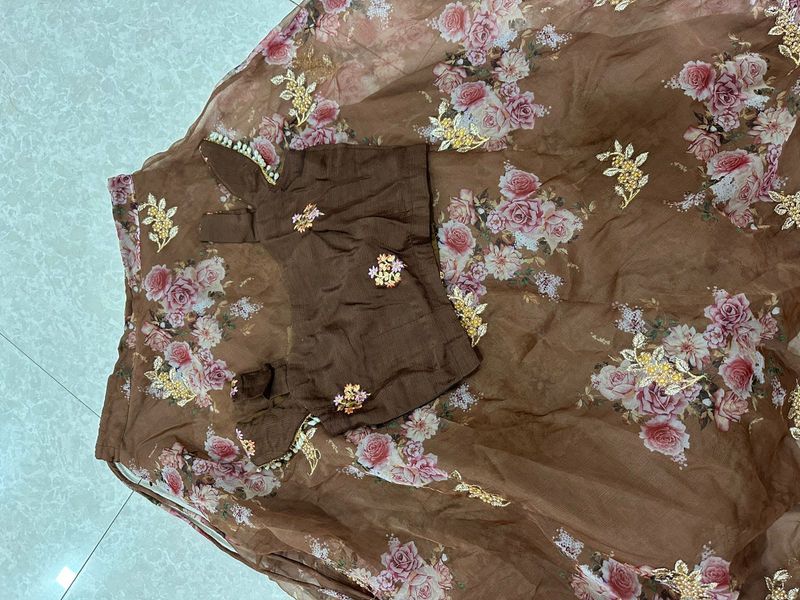 Floral Brown Lehenga Choli Set